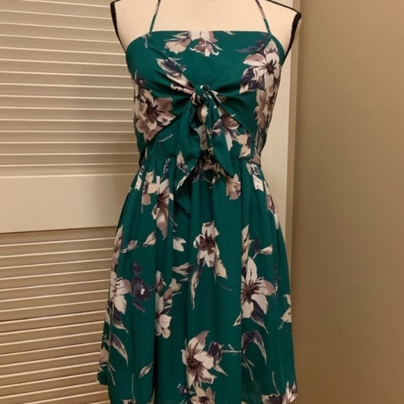 77. Sugar + Lips Green Spaghetti Halter Dress - Picture 1 of 12